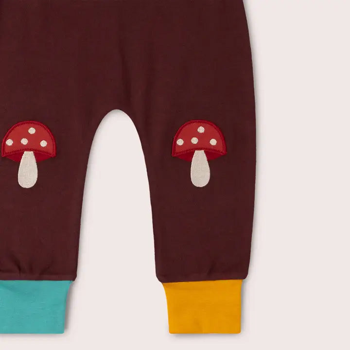 Little Green Radicals Kids' Organic Knee Patch Joggers- Toadstool Appliqué
