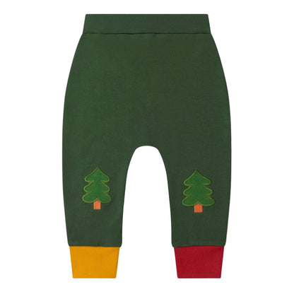 Little Green Radicals Organic Cotton Knee Patch Joggers - Green, Woodland