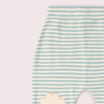 Organic Cotton Cloud Appliqué Knee Patch Striped Joggers | Little Green Radicals 