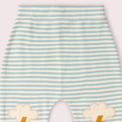 Organic Cotton Cloud Appliqué Knee Patch Striped Joggers | Little Green Radicals 