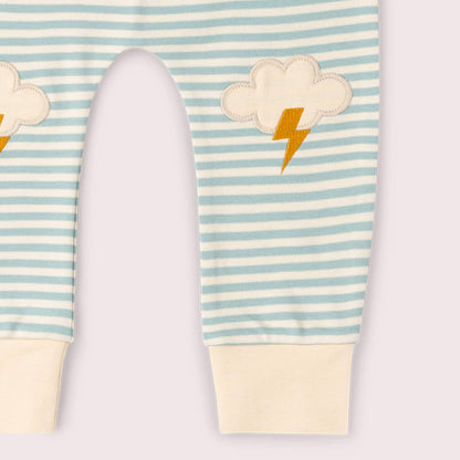 Organic Cotton Cloud Appliqué Knee Patch Striped Joggers | Little Green Radicals 
