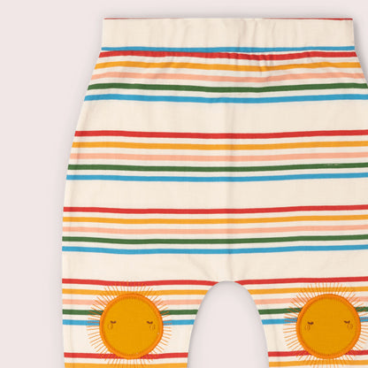 Organic Cotton Sun Rays Knee Patch Striped Joggers | Little Green Radicals 