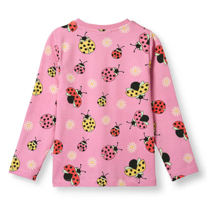 Småfolk Organic Long Sleeved Girls' T-shirt- Ladybugs, Pink Lavender