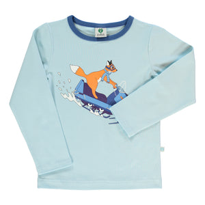 Smafolk organic Long sleeved t-shirt- snowmobile, stratosphere blue