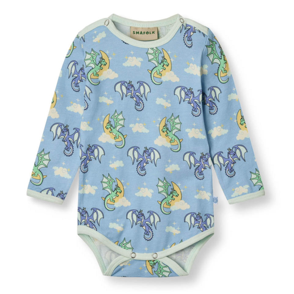 Smafolk organic Long sleeved bodysuit- sleeping dragons
