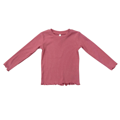 Bamboo Lettuce Hem Tee - Mesa Rose
