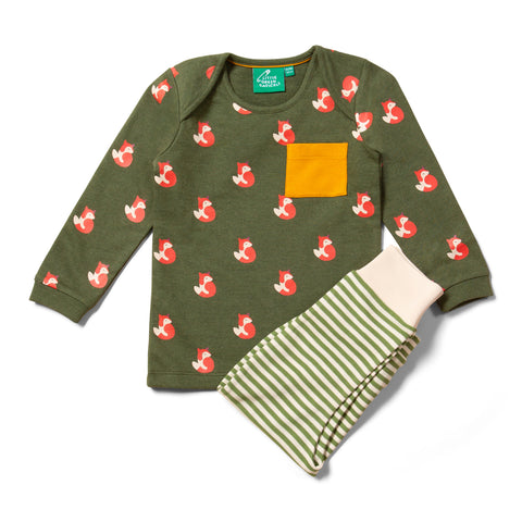 Little Green Radicals organic T-shirt & jogger playset- little fox