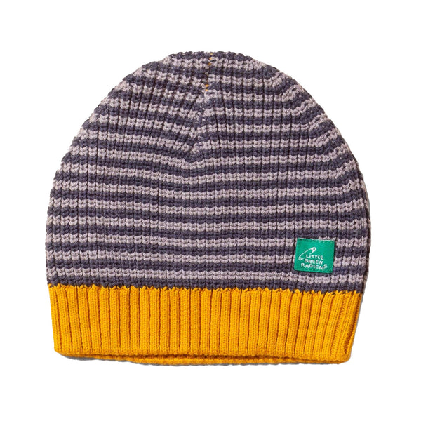 Little Green Radicals Organic Knitted hat- dreamy blue striped