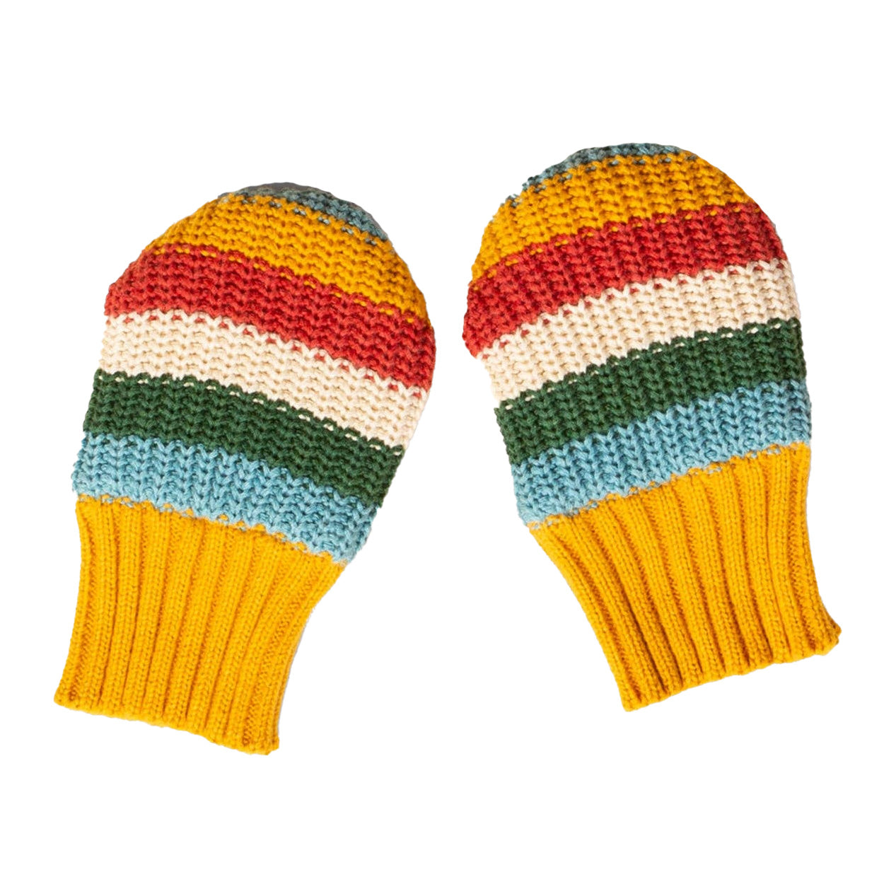 Little Green Radicals Organic Knitted mittens- rainbow stripe