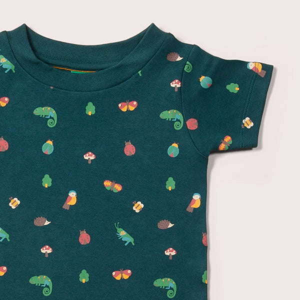 Little Green Radicals organic Nature marvels short sleeve t-shirt, closeup