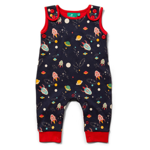 Little Green Radicals organic Overalls- outer space