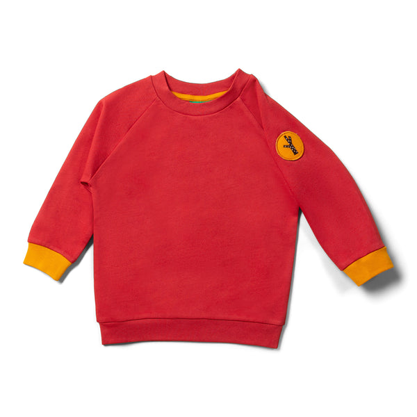 Little Green Radicals organic Raglan sweatshirt- soft red