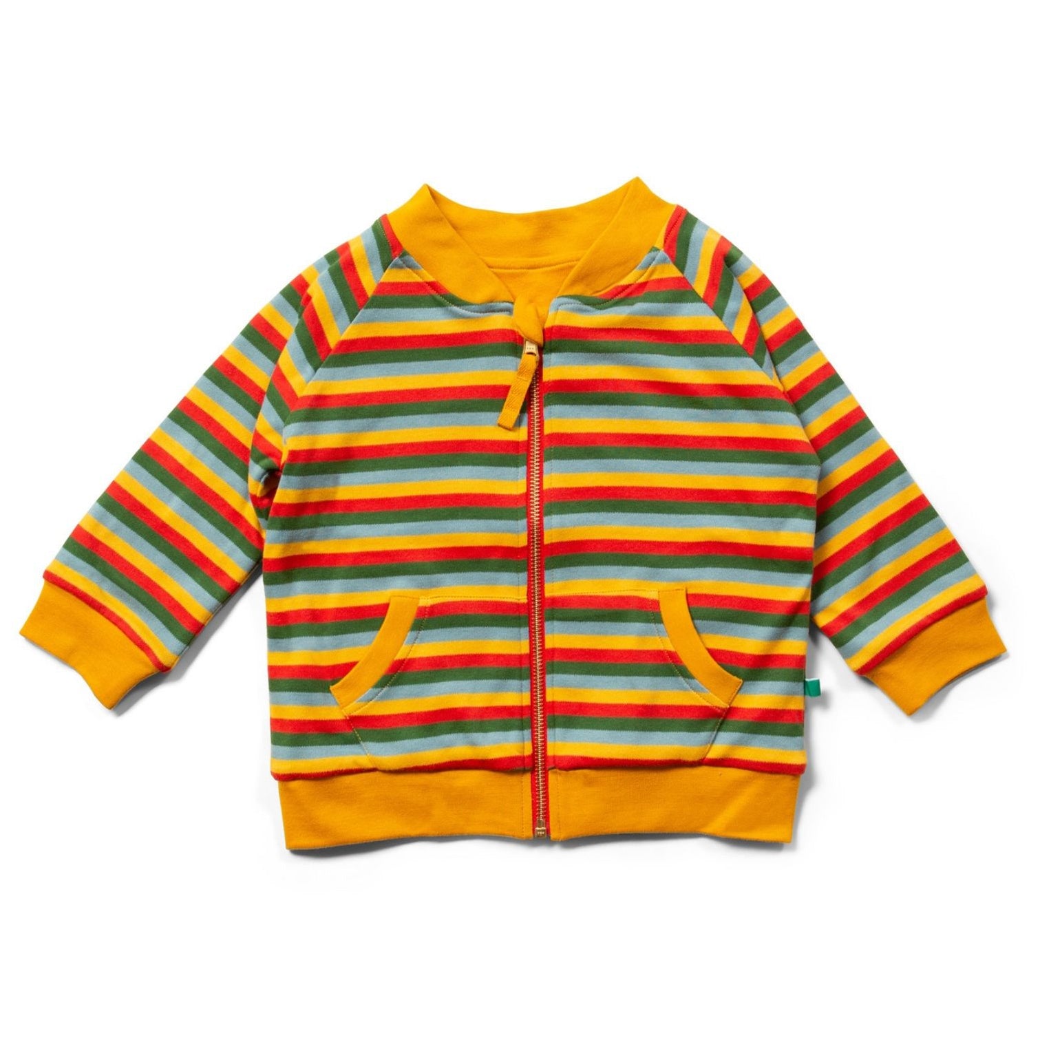 Little Green Radicals organic Sun/rainbow stripe reversible jacket