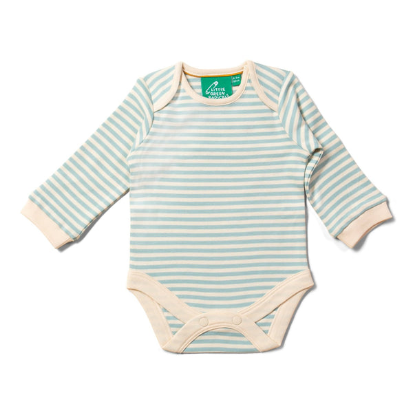 Little Green Radicals organic Long sleeved bodysuit set- turquoise skies