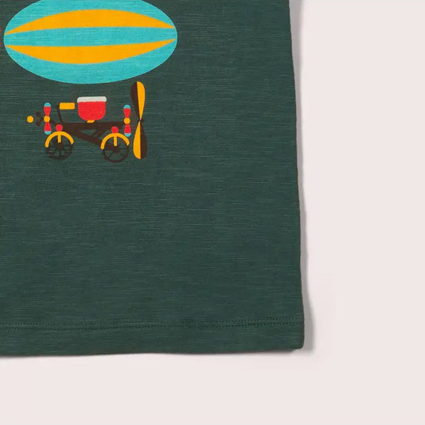 Little Green Radicals organic Zeppelin short sleeve t-shirt, closeup