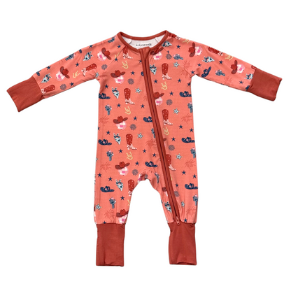Bamboo Long Sleeve Zip Romper - Americana Prints