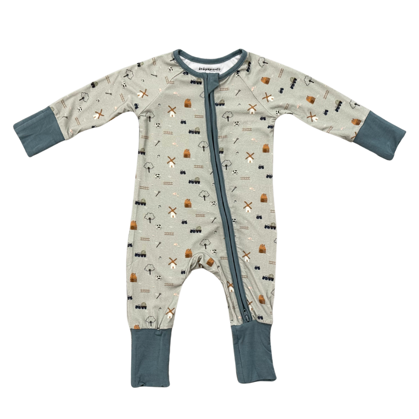 Baby Bamboo Viscose Long Sleeve Zip Romper with Footies | babysprouts