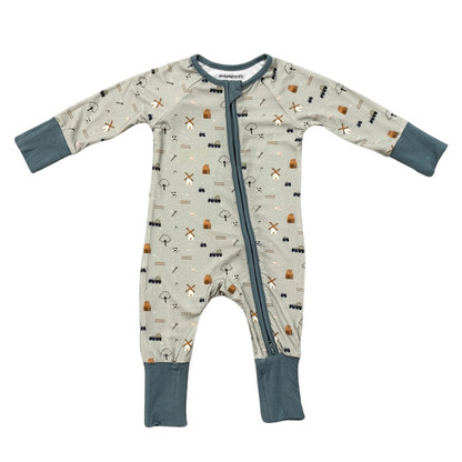 Baby Bamboo Viscose Long Sleeve Zip Romper with Footies | babysprouts