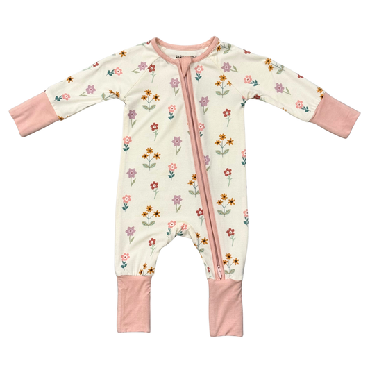 Bamboo Long Sleeve Zip Romper - Meadow Bloom