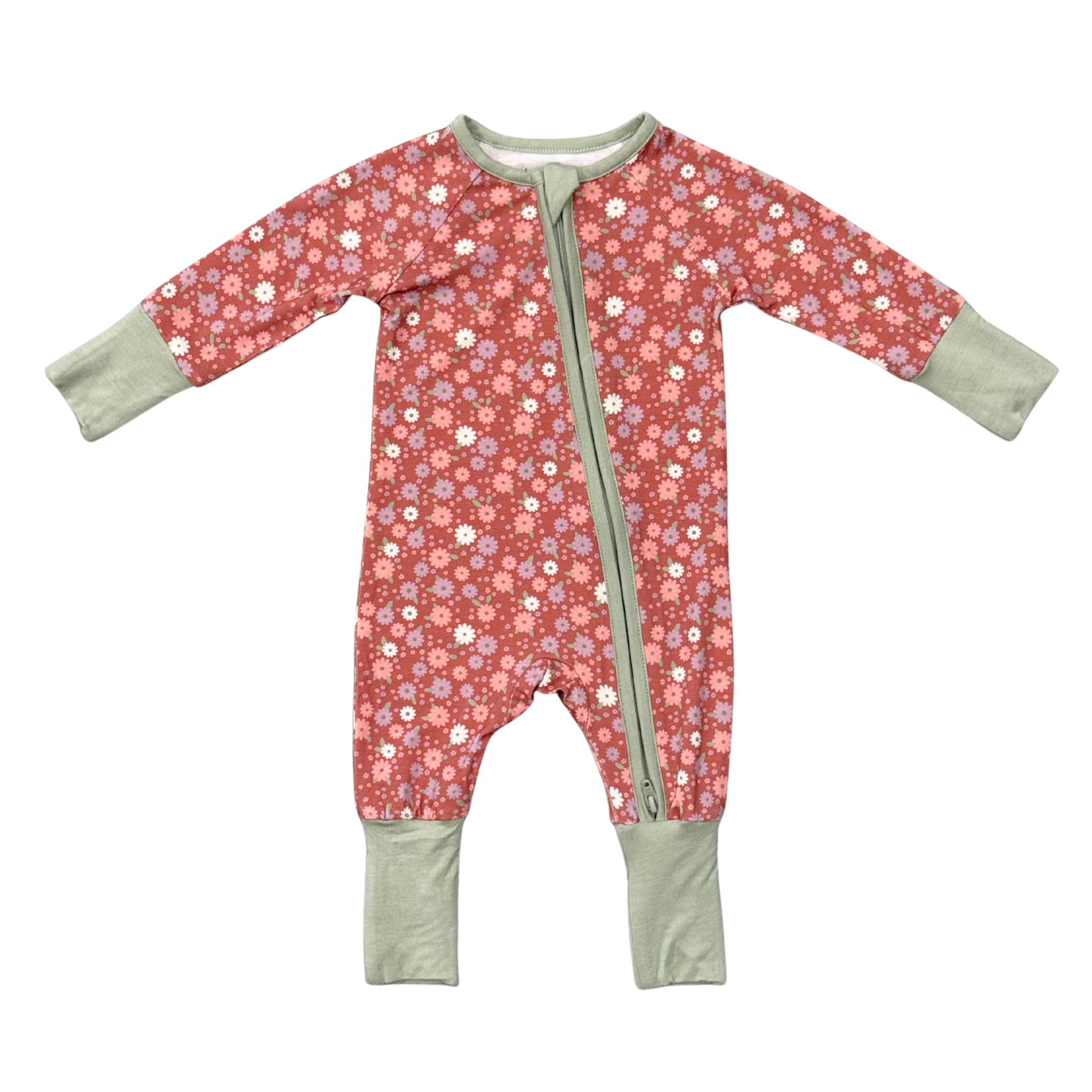 Bamboo Long Sleeve Zip Romper - Tiny Petals