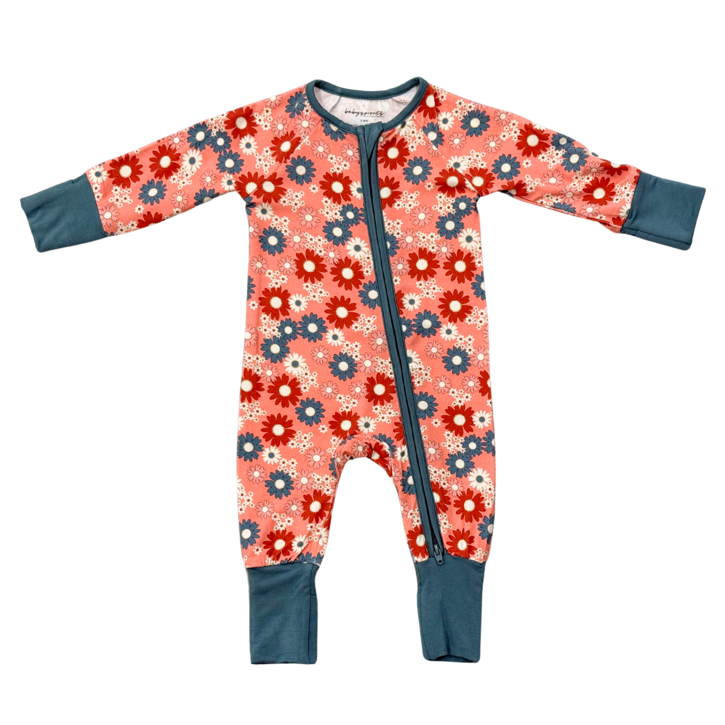Bamboo Long Sleeve Zip Romper - Americana Prints