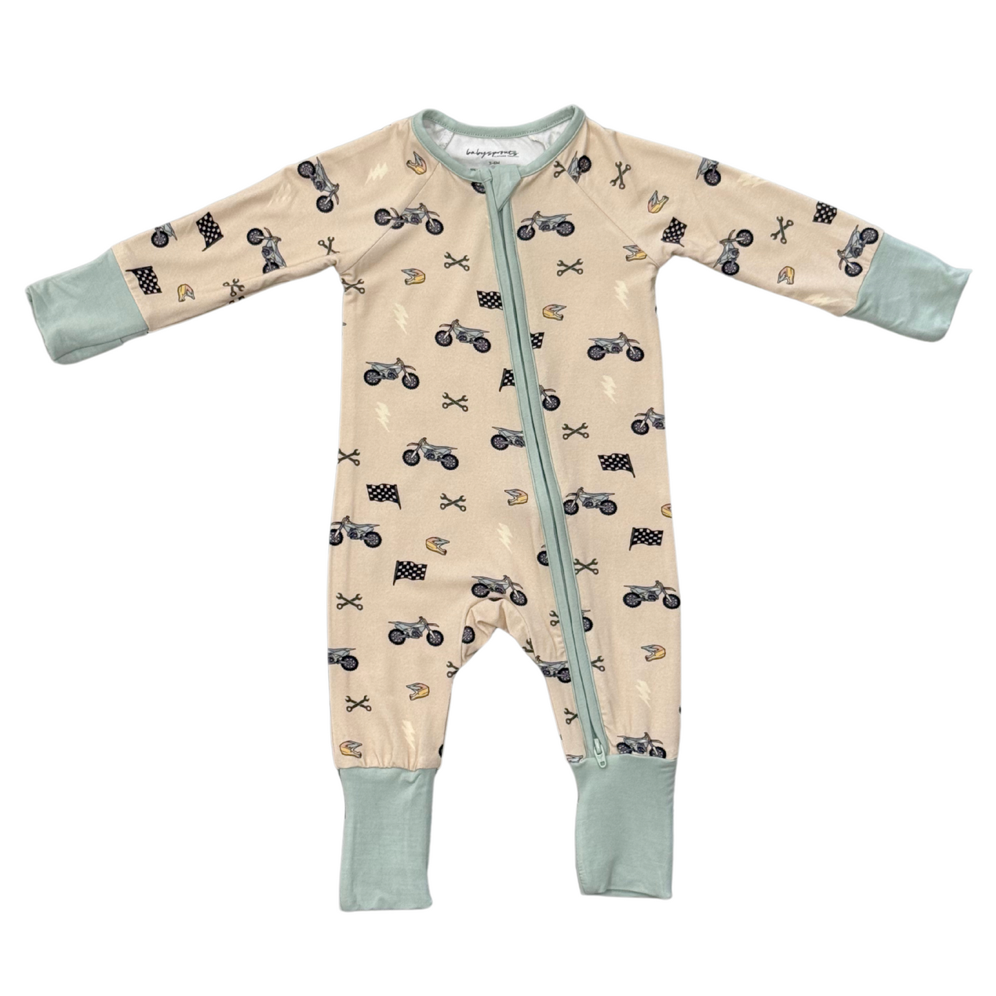 Baby Bamboo Viscose Long Sleeve Zip Romper with Footies | babysprouts