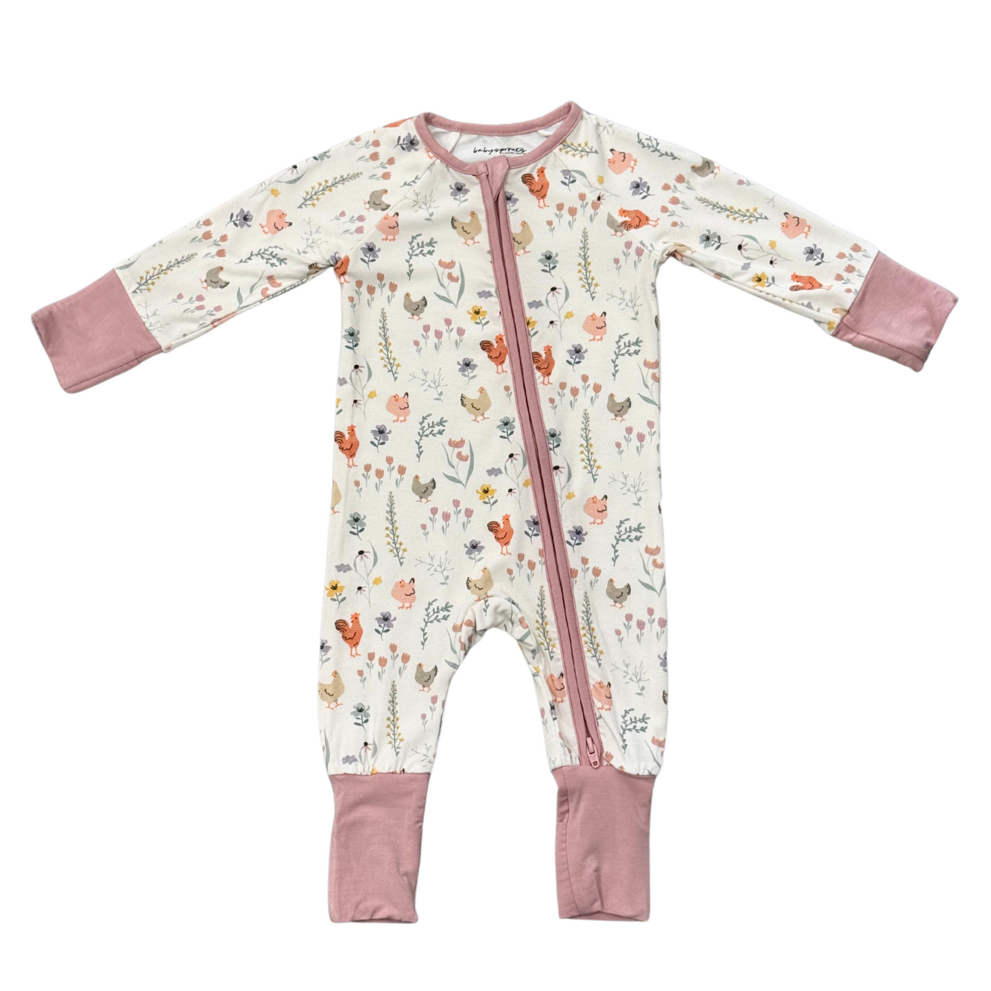 Baby Bamboo Viscose Long Sleeve Zip Romper with Footies | babysprouts