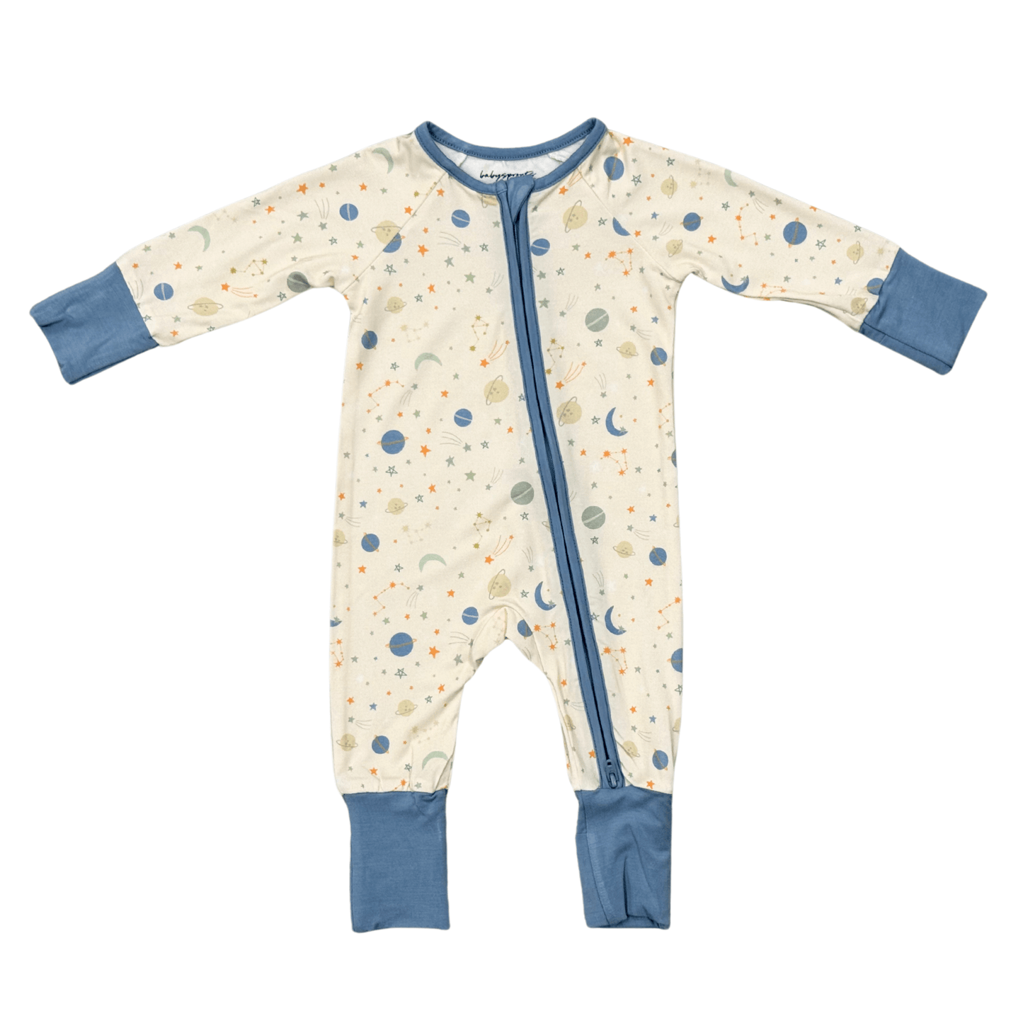 Baby Bamboo Viscose Long Sleeve Zip Romper with Footies | babysprouts
