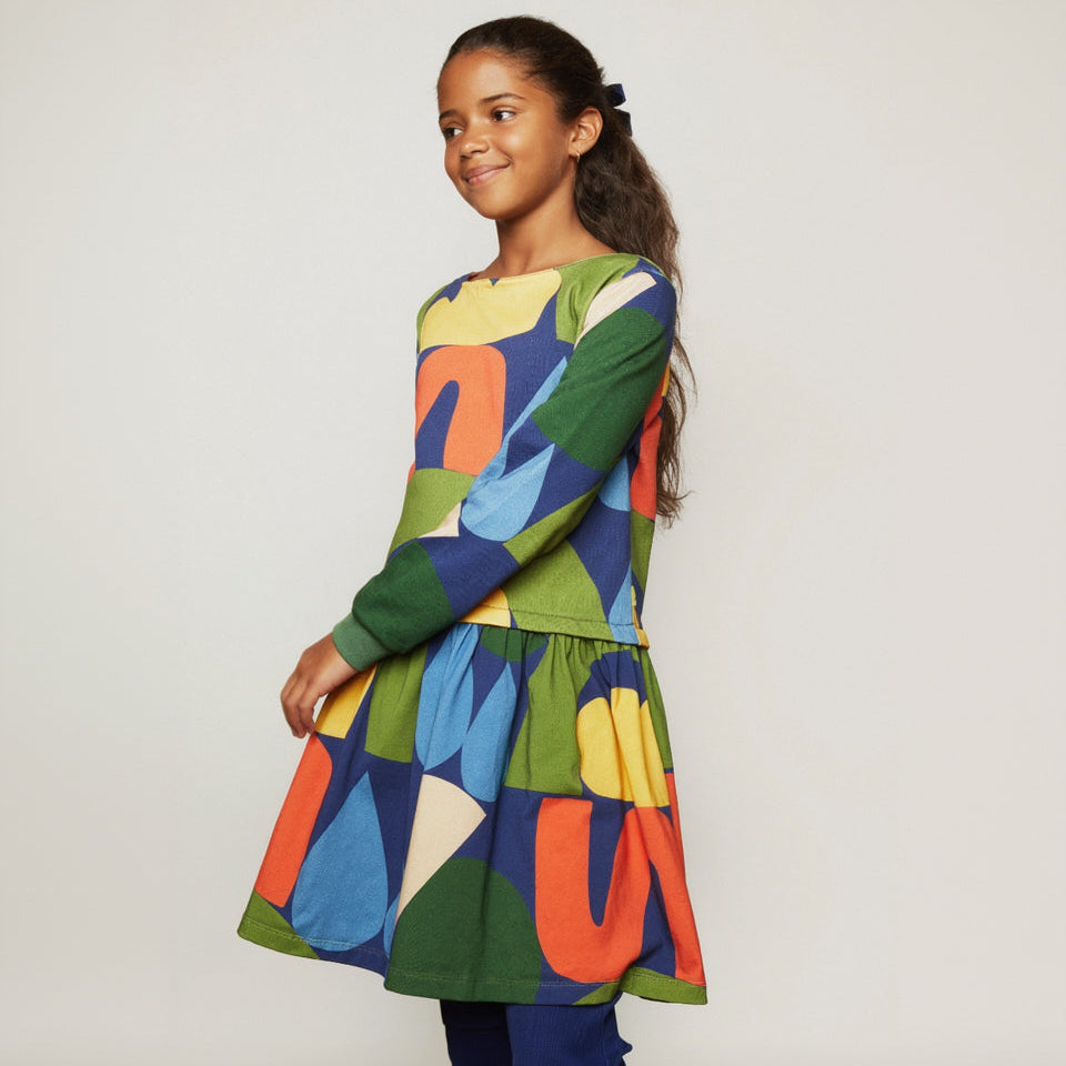 Mon Coeur Organic Cotton Long Sleeve Dress - Fall Shapes
