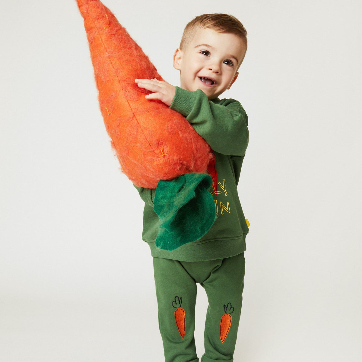 Organic Cotton Joggers - Embroidered Carrot