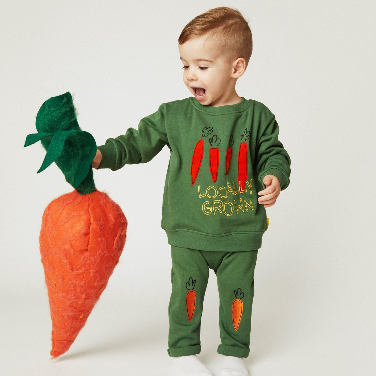 Organic Cotton Joggers - Embroidered Carrot