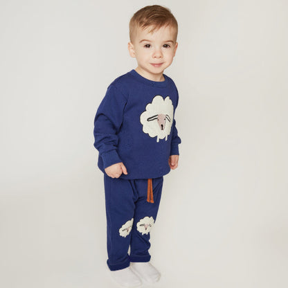 Mon Coeur Organic Cotton Joggers - Embroidered Cozy Sheep