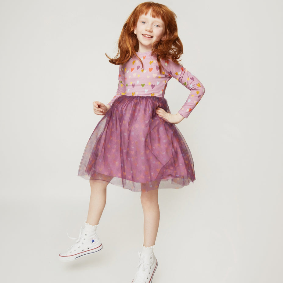 Mon Coeur Organic Cotton Tulle Dress - Mini Hearts