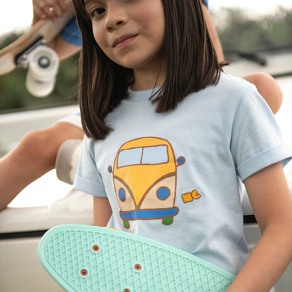 Organic Cotton T-Shirt - Blue Groovy Van