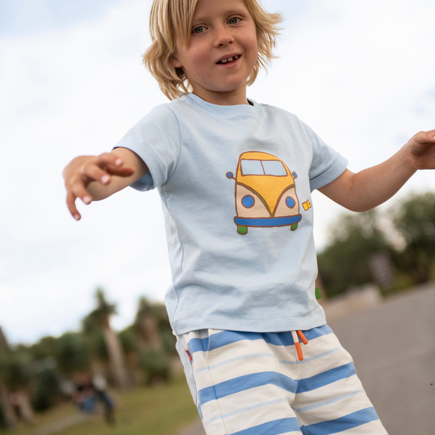 Organic Cotton Shorts - Blue Stripe