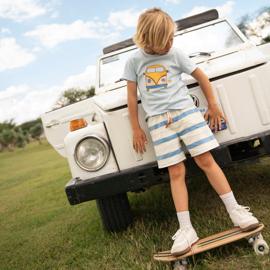 Organic Cotton Shorts - Blue Stripe
