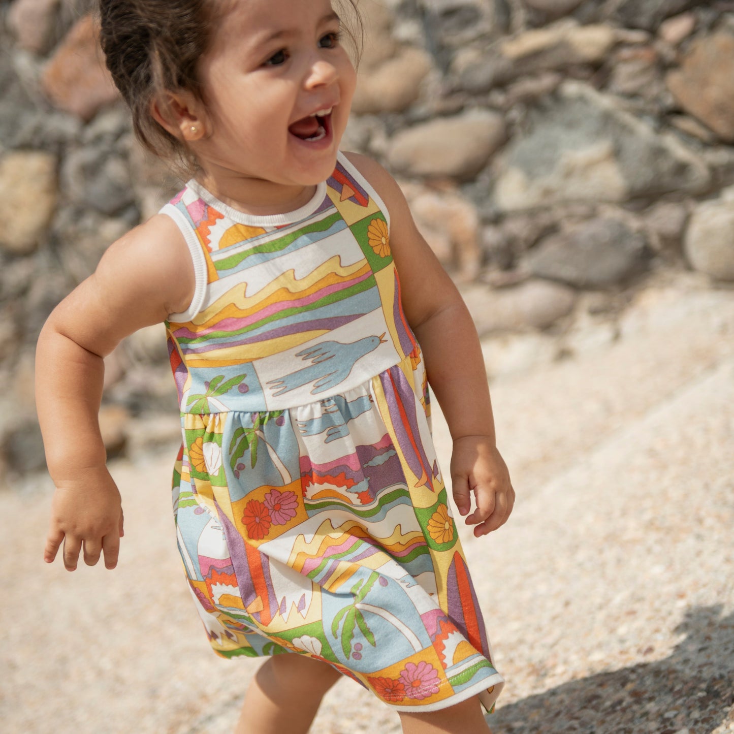 Organic Cotton Tank Dress - Beach Print