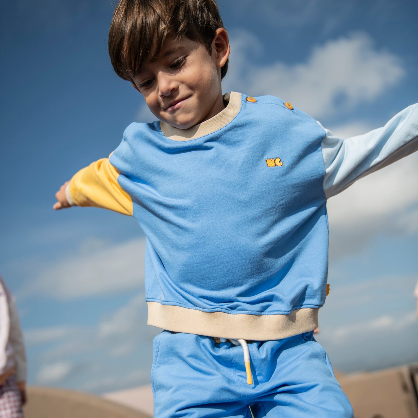 Organic Cotton Sweatshirt - Blue Colorblock