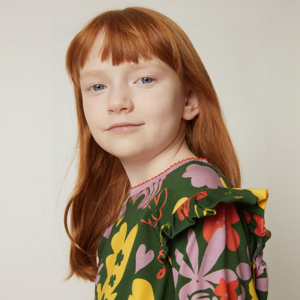 Mon Coeur Organic Cotton Long Sleeve T-Shirt - Wildflower Ruffle