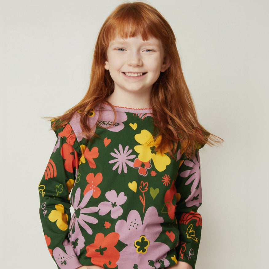 Mon Coeur Organic Cotton Long Sleeve T-Shirt - Wildflower Ruffle