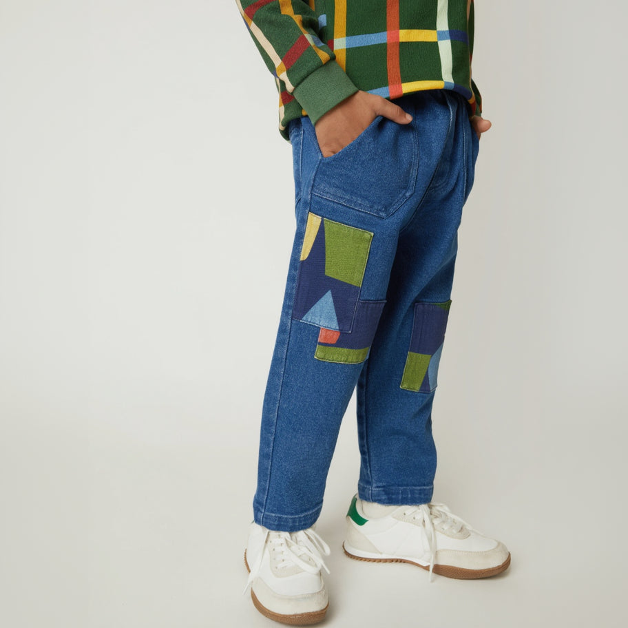Mon Coeur Organic Cotton Patched Denim Pant
