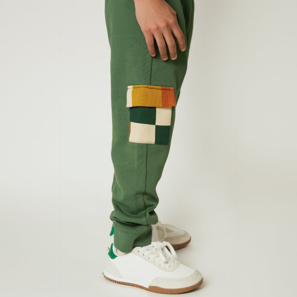 Mon Coeur Organic Cotton Pocket Jogger - Green Checkered