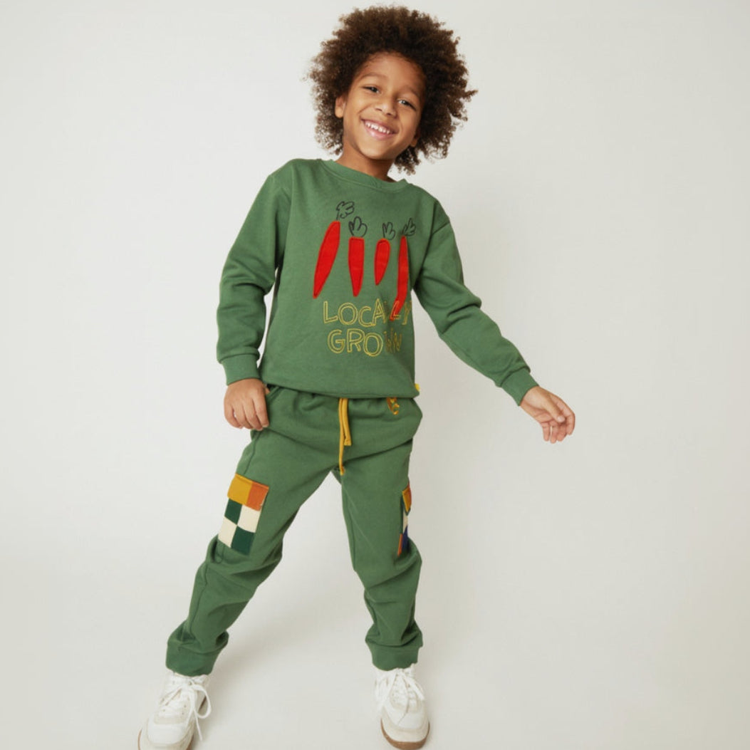 Mon Coeur Organic Cotton Pocket Jogger - Green Checkered