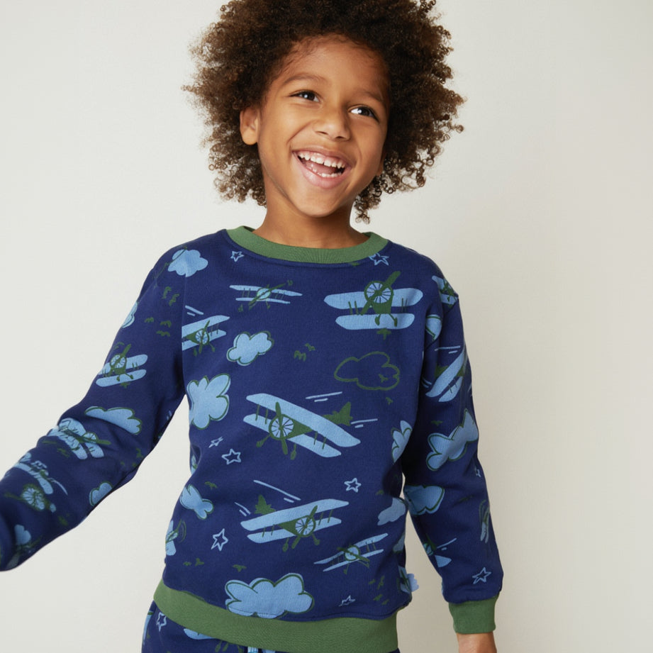 Mon Coeur Organic Cotton Sweatshirt - Airplane Print