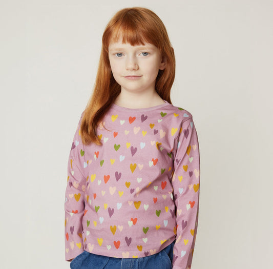 Mon Coeur Organic Cotton Long Sleeve T-Shirt - Mini Hearts