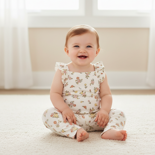 Organic Cotton Flutter Romper - Meadow