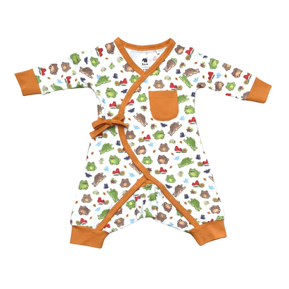 Kolorful Organic Pima Cotton Babies' Kimono Romper- Meadow
