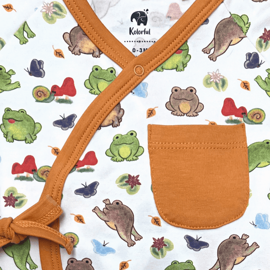 Kolorful Organic Pima Cotton Babies' Kimono Romper- Meadow