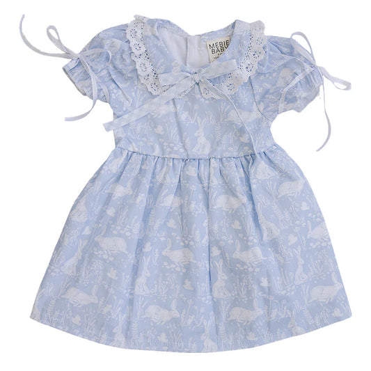 Mebie Baby Blue Bunny Dress with Peter Pan Collar - Easter Dress