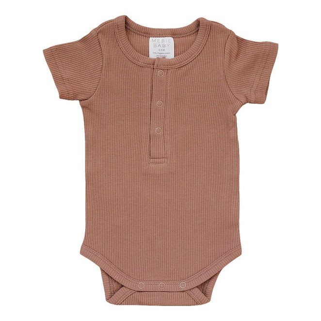 Dusty Rose Organic Cotton Ribbed Snap Bodysuit | Mebie Baby